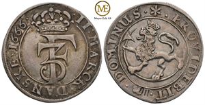 2 mark 1666 Frederik III. Kv.1+