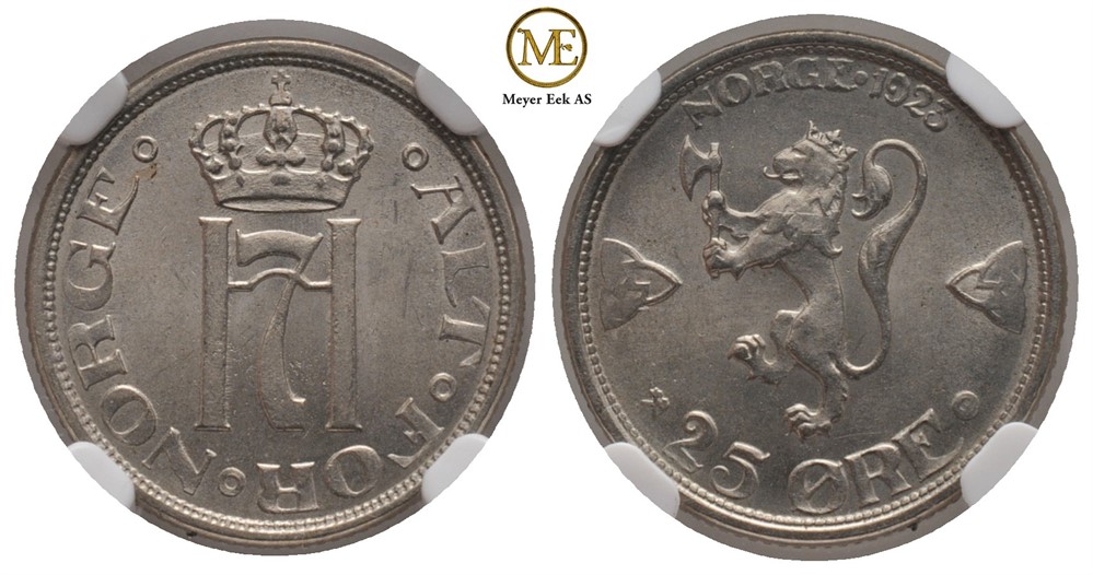 25 øre 1923 Haakon VII. Kv.0