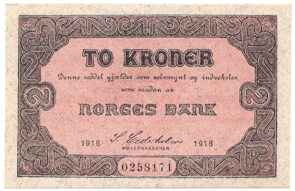To kroner 1918 No.0258171. Kv.0