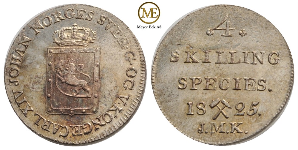4 skilling 1825 Carl XIV Johan. Kv.0