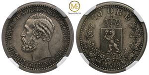 50 øre 1888 Oscar II. Kv.0/01