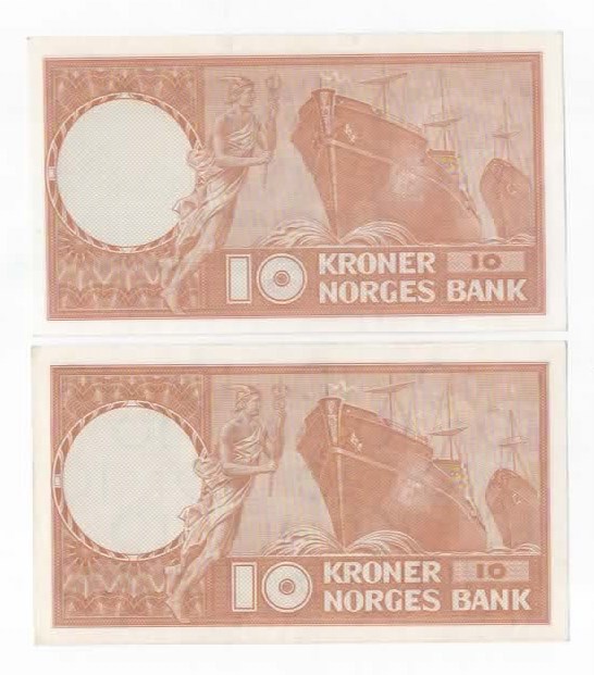 Norge 10 kroner 1965 D og 1966 H kv. 0/01 og 0