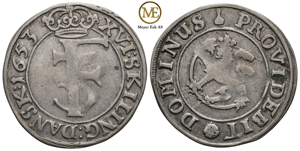 Mark 1653 Frederik III. Kv.1/1+