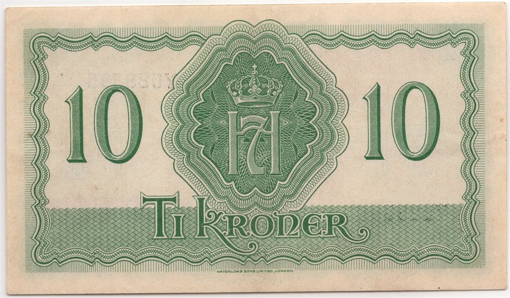 10 kroner 1944 Y.089395. London Utg. Kv.0/01