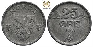 25 øre 1944 zink Haakon VII. Kv.0