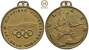 Medalje/jakkemerke laget i forbindelse med OL 1952 Oslo. Kv.1+