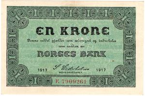 1 krone 1917 F.7909261. Kv.0/01