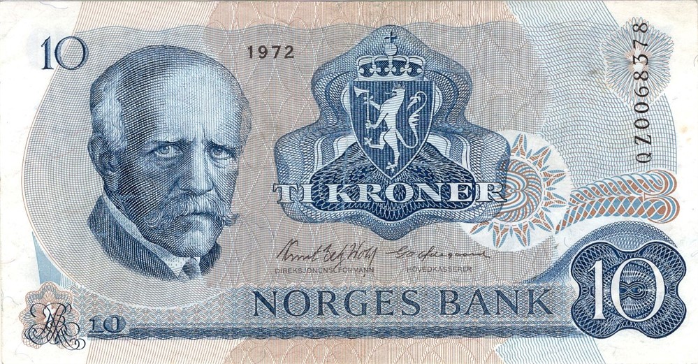 10 kroner 1972 QZ erstatningsseddel. Kv.1+