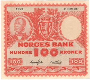 100 kroner 1953 C.0821527. Kv.1+/01