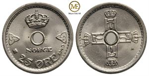 25 øre 1949 Haakon VII. Kv.0