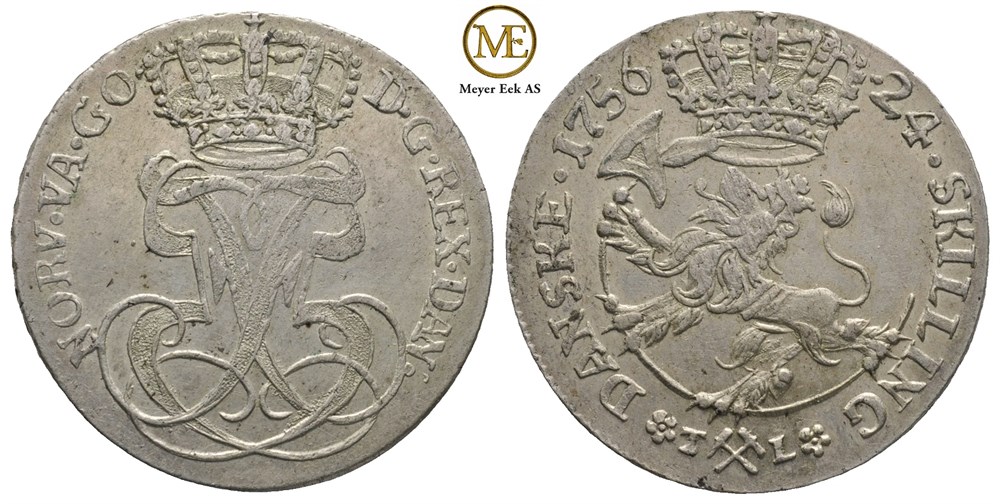24 Skilling 1756 Frederik V. Kv.01