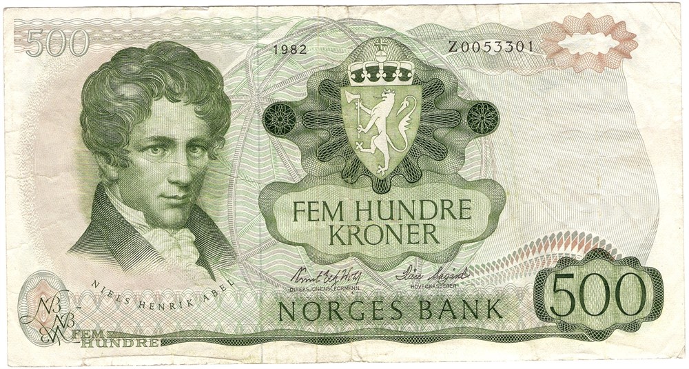 500 kroner 1982 Z.0053301 erstatningsseddel. Kv.1-
