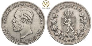 2 kroner 1897 Oscar II. Kv.1