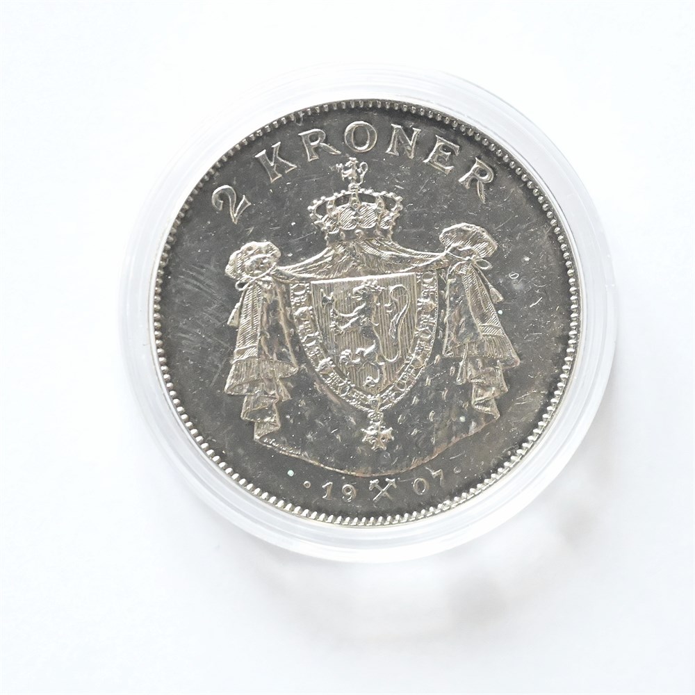 Norge 2 kroner 1907 uavhengig kv. 01