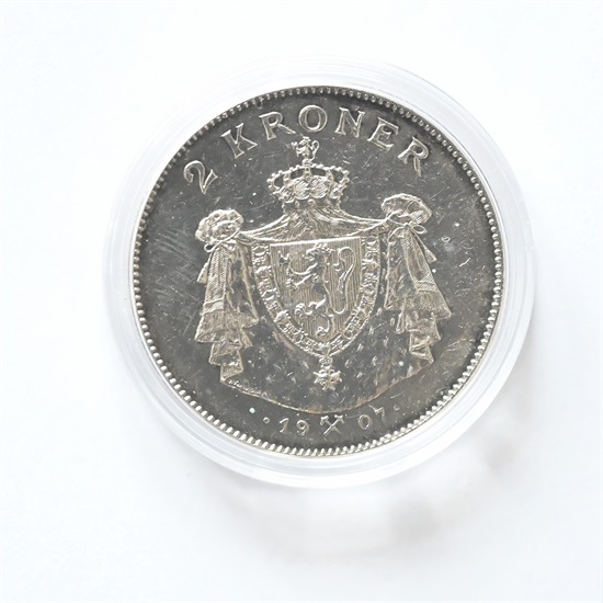 Norge 2 kroner 1907 uavhengig kv. 01