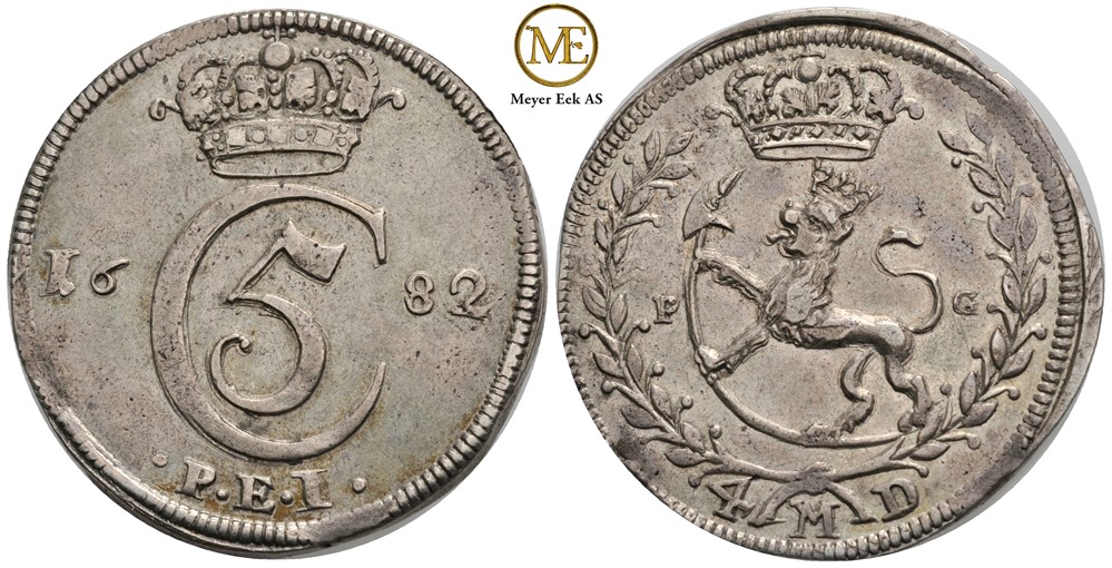 4 mark 1682 Christian V. Kv.1+/01