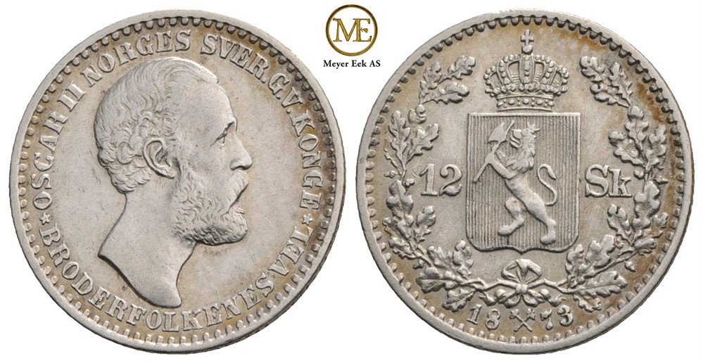 12 skilling 1873 Oscar II.Kv.1+/01