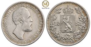 12 skilling 1873 Oscar II.Kv.1+/01