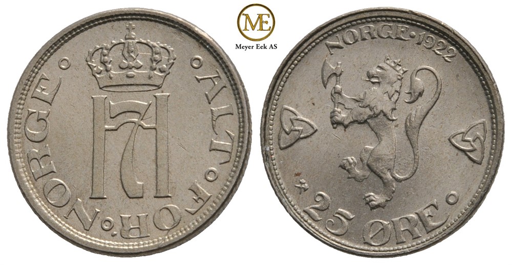 25 øre 1922 Haakon VII. Kv.0