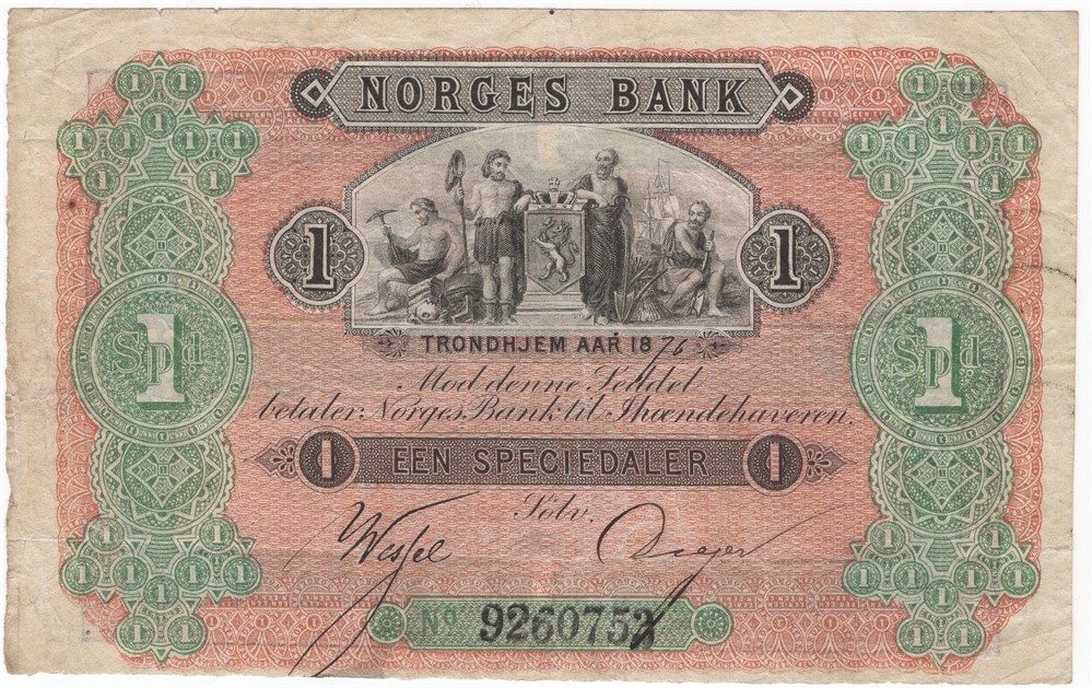 Speciedaler 1876 No.9260753. Kv.1/1+