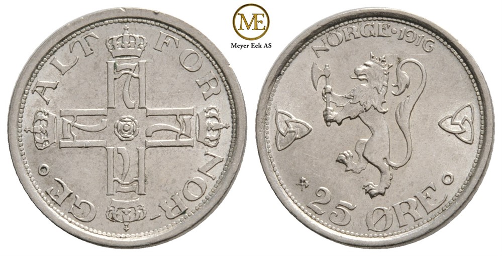 25 øre 1916 Haakon VII. Kv.0