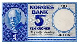 5 kroner 1955 B Kv.0