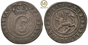Mark/16 skilling 1675 Christian V. Kv.1/1+