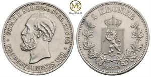 2 kroner 1885 Oscar II. Kv. God 01