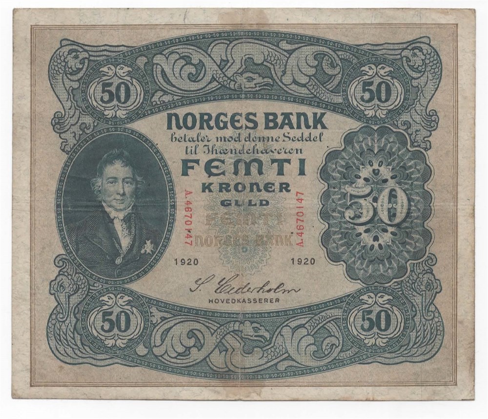 Norge 50 kroner 1920 A kv. 1-
