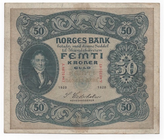 Norge 50 kroner 1920 A kv. 1-