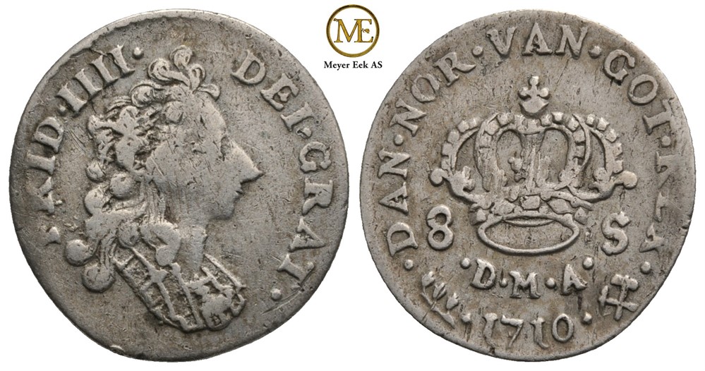 8 skilling 1710 Frederik IV. Kv.1/1+