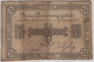 25 øre 1892 Grønland. No.43591. Kv.1-/2