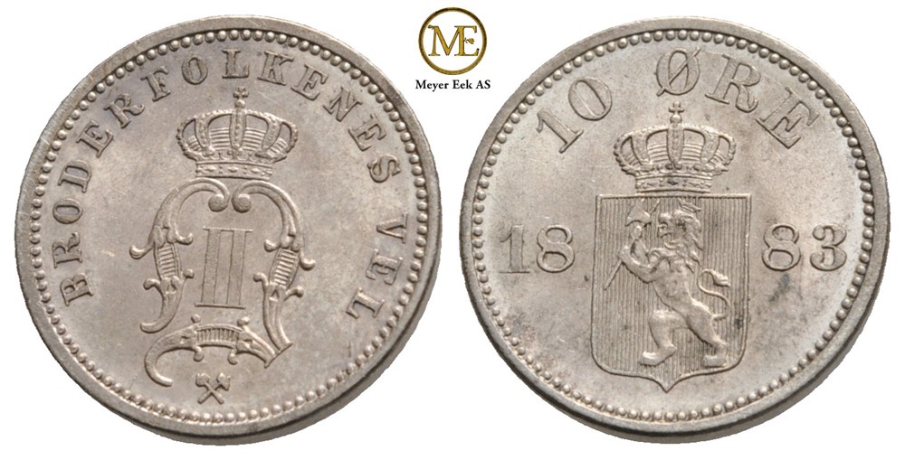 10 øre 1883 Oscar II. Kv.0