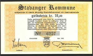 Stavanger Kommune 10 kr 1940 kv. 0/01