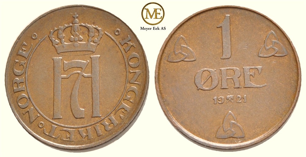 1 øre 1921 Haakon VII. Kv.0/01