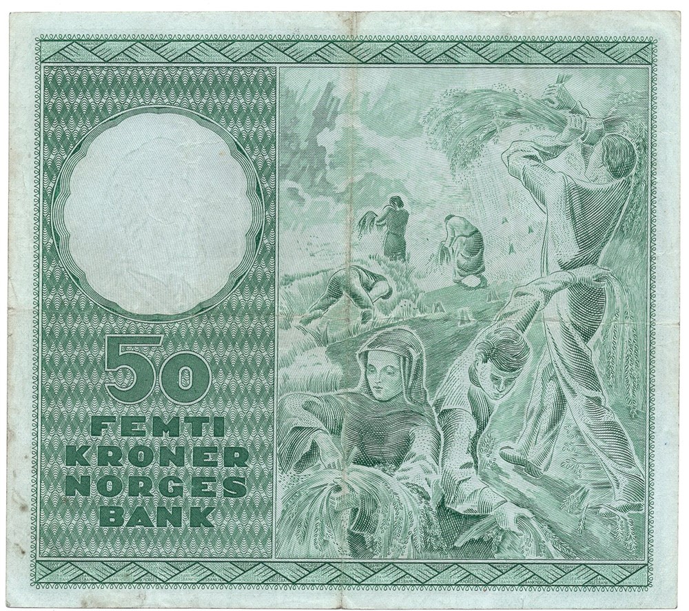 50 kroner 1965 Z.0268057. Erstatningsseddel. R-seddel. Kv.1/1+