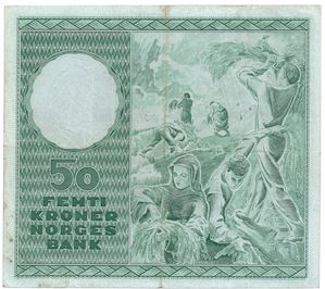 50 kroner 1965 Z.0268057. Erstatningsseddel. R-seddel. Kv.1/1+