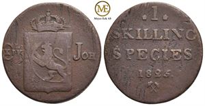 1 skilling 1825 Carl XIV Johan. Kv.1