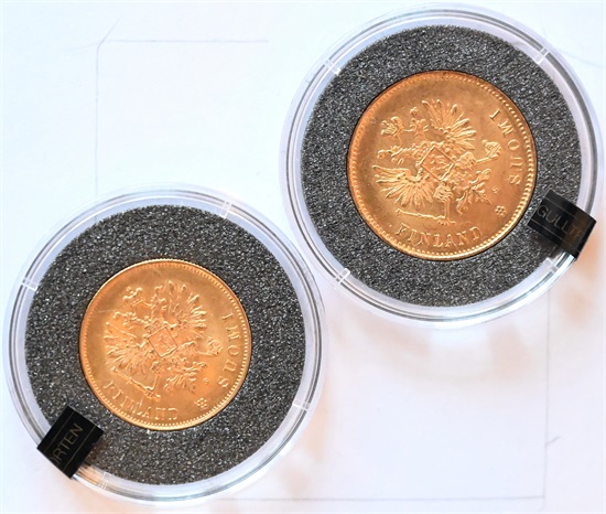 Finland 10 mark og 20 mark 1876 og 1912 kv. 0/01 og 0
