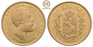 20 kroner 1883 Oscar II. Kv.0/01