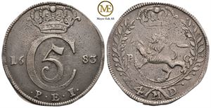 4 mark 1683 Christian V. Kv.1+