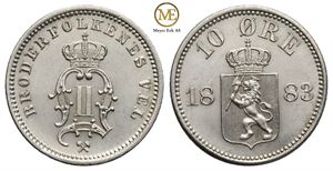 10 øre 1883 Oscar II. Kv.0