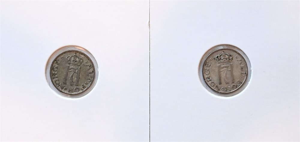 Norge 10 øre 1911 og 1915 kv. 1/1+ og 1+