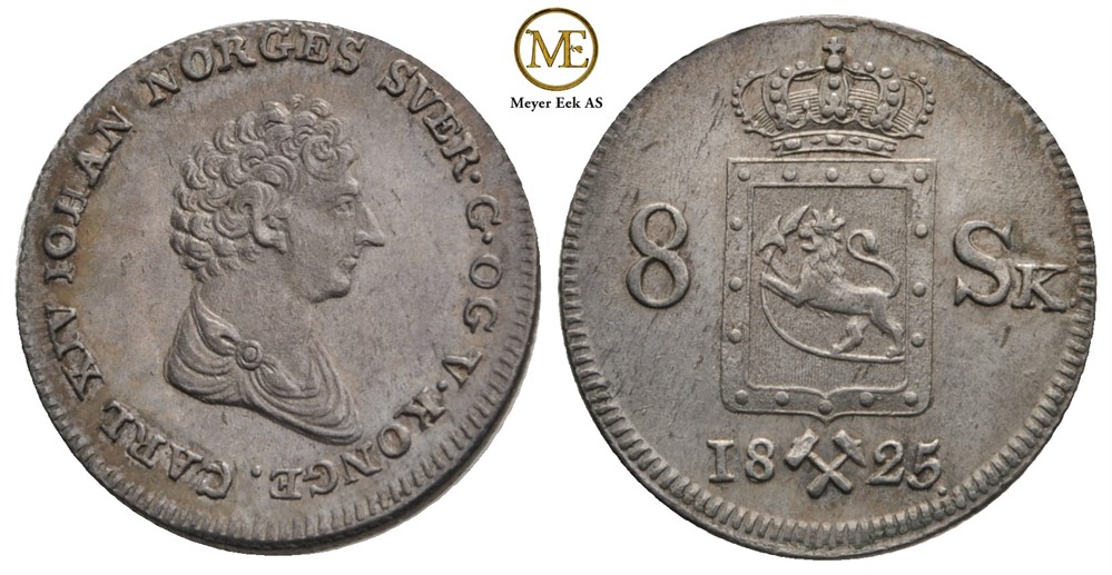 8 skilling 1825 Carl XIV Johan. Kv.01