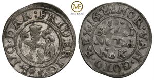 2 skilling 1658 Frederik III. Ukjent i Schou. Kv.01