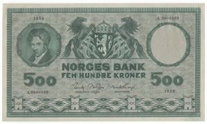 500 kroner 1956 A.0800169. Kv.0/01