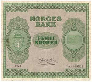 50 kroner 1945 A.4469521. Kv.1+