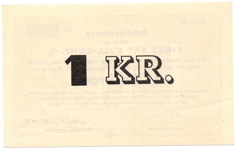 1 krone 1956/57 Kings Bay Kull Comp. Kv.0/01