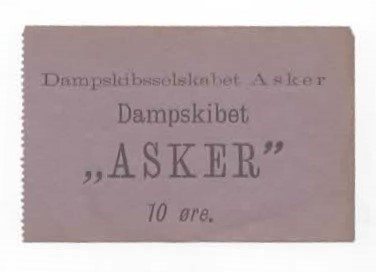 Dampskipet Asker 10 øre billett kv. 0/01