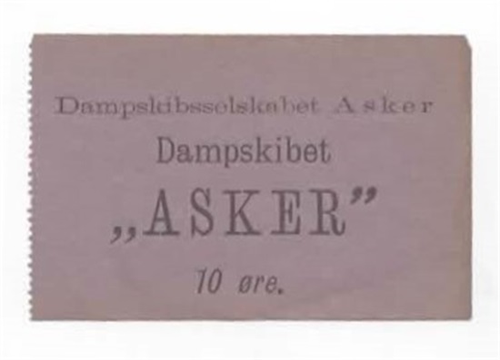 Dampskipet Asker 10 øre billett kv. 0/01